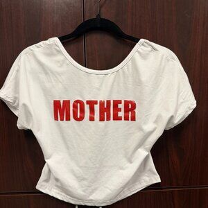 White "Mother F*cker" Backless Crop Top - Women's Large